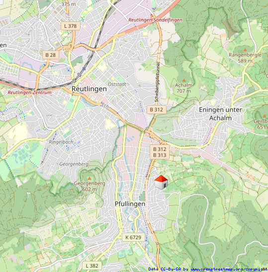 �bersichtskarte Zweifamilienhaus Pfullingen