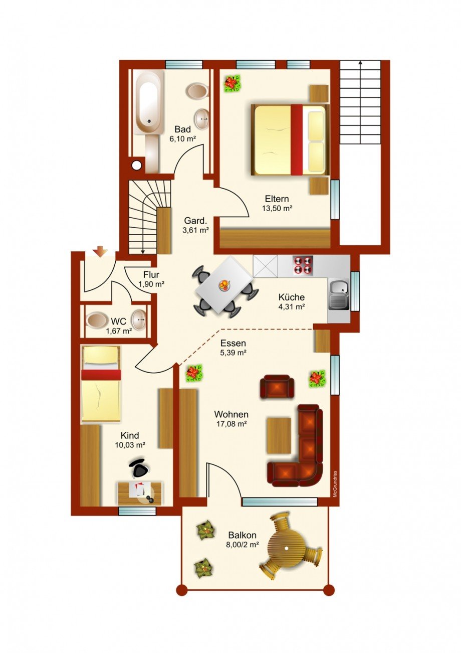Grundriss Wohnung Maisonettewohnung Reutlingen