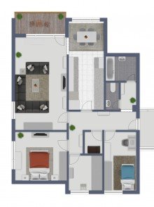 Grundrissplan OG 2 4 �-Zimmer-Wohnung - mit gro�em Balkon und Blick ins Gr�ne  - Aufzug