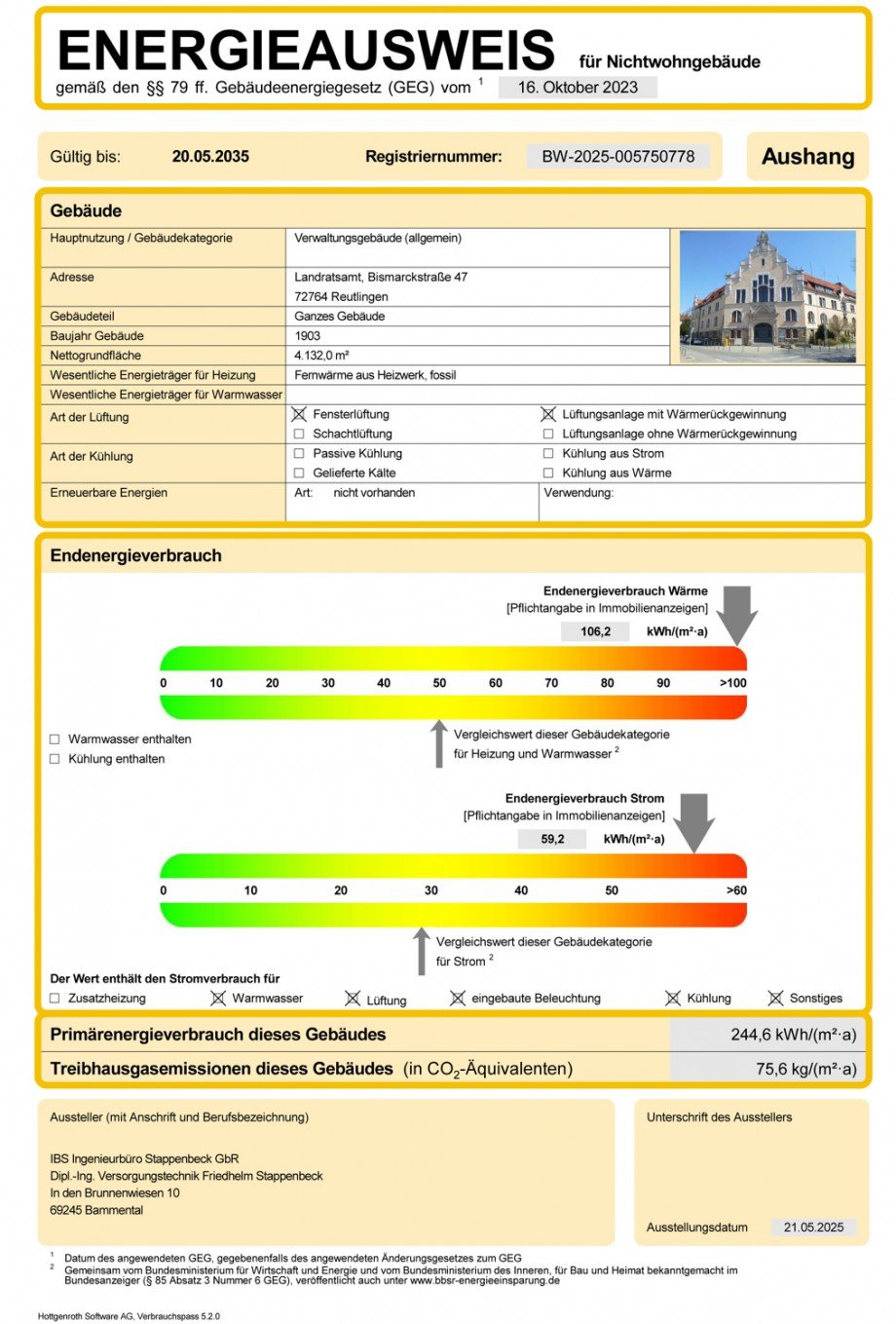 Energieausweis Wohn- / Gesch�ftshaus Reutlingen