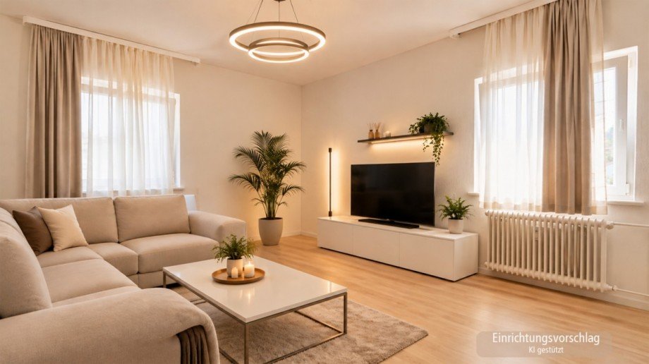 Wohnzimmer - KI Vorschlag Etagenwohnung Reutlingen