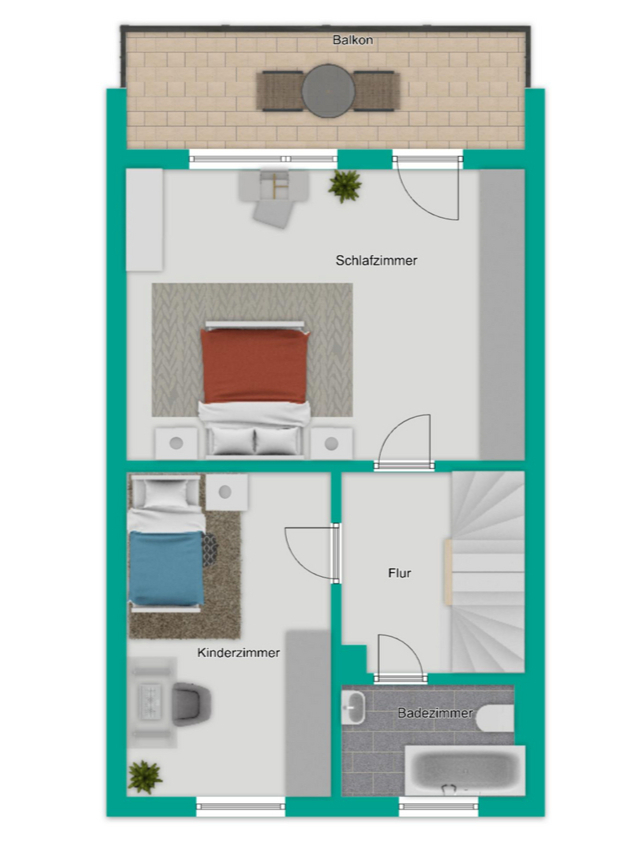 Obergeschoss Reihenmittelhaus Reutlingen / Mittelstadt
