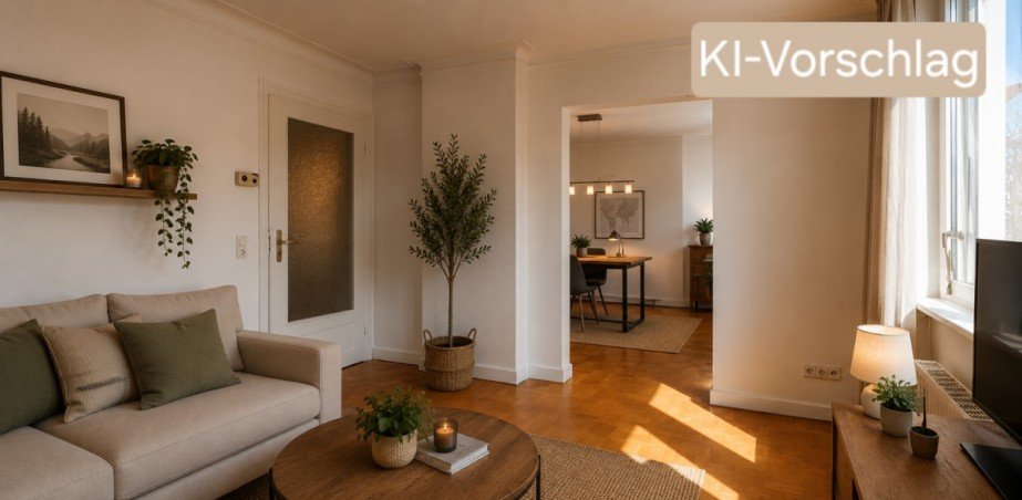 Wohnzimmer - Einrichtungsvorschlag - KI generiert Wohnung Reutlingen