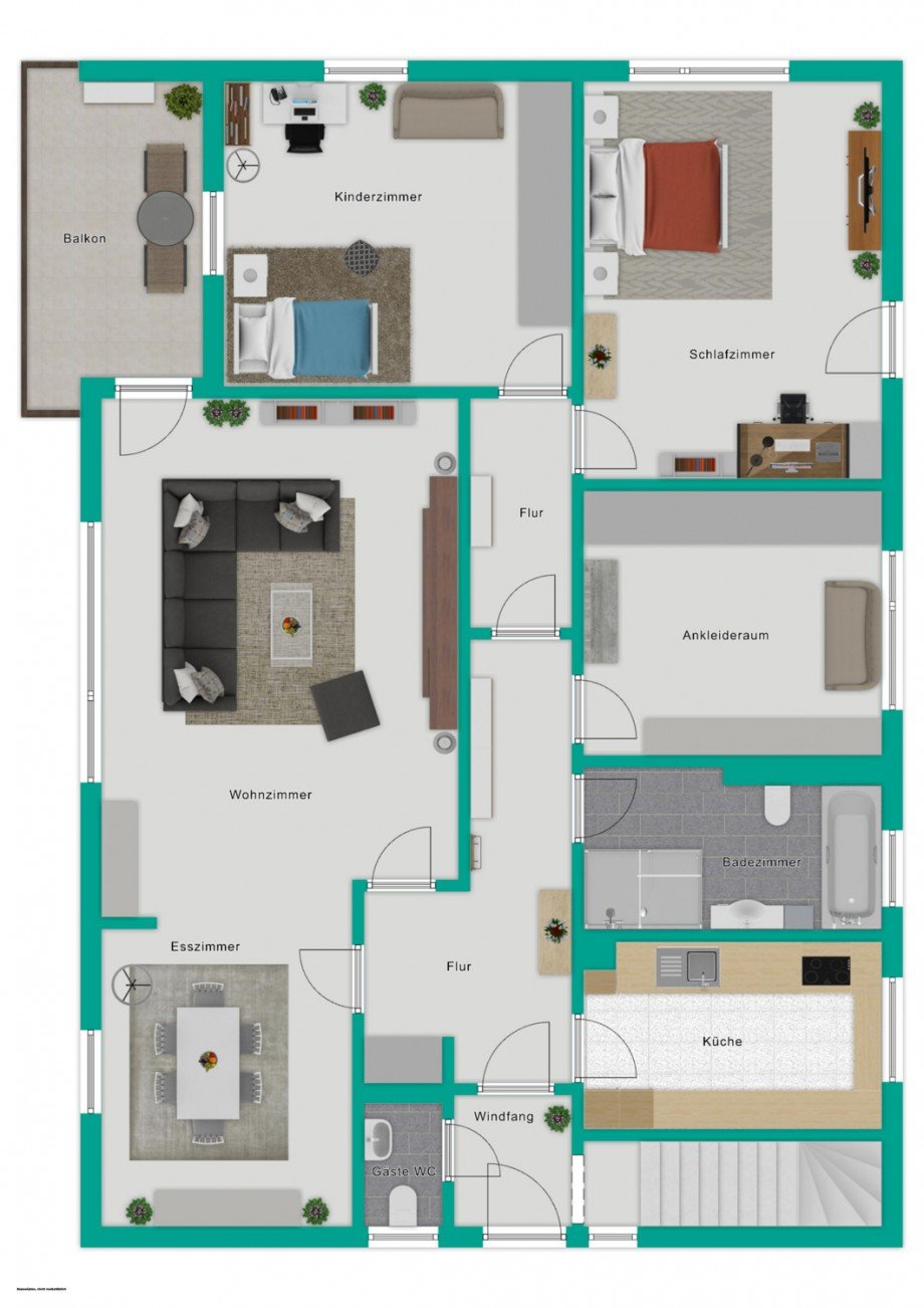 Grundriss EG Einfamilienhaus Bodelshausen